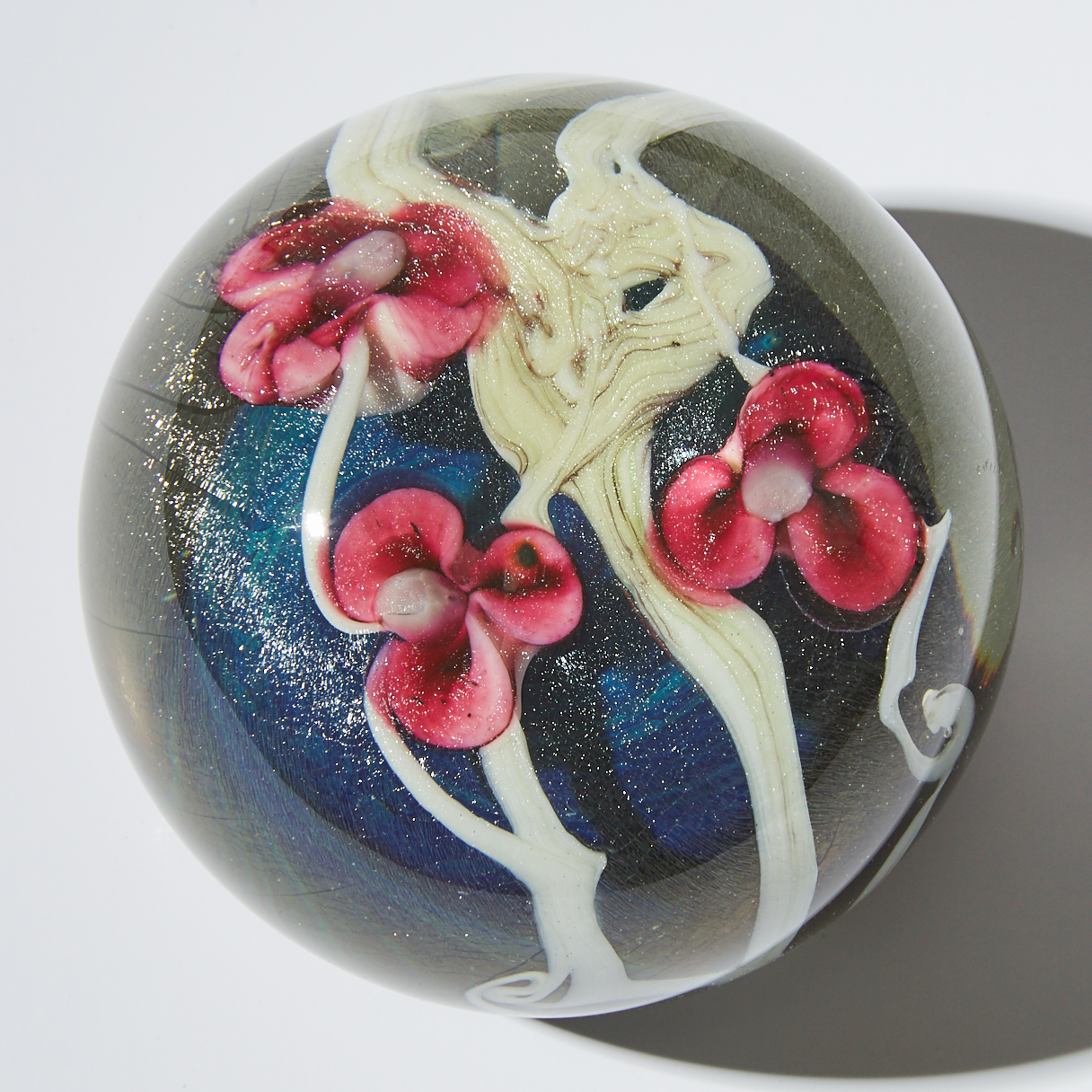 Robert Held (American-Canadian, b.1943), Floral Glass Paperweight, c.1987