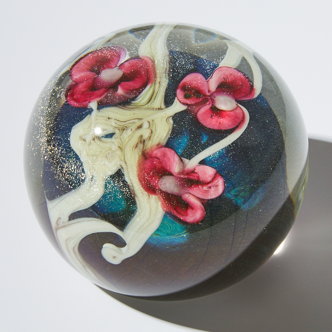 Robert Held (American-Canadian, b.1943), Floral Glass Paperweight, c.1987