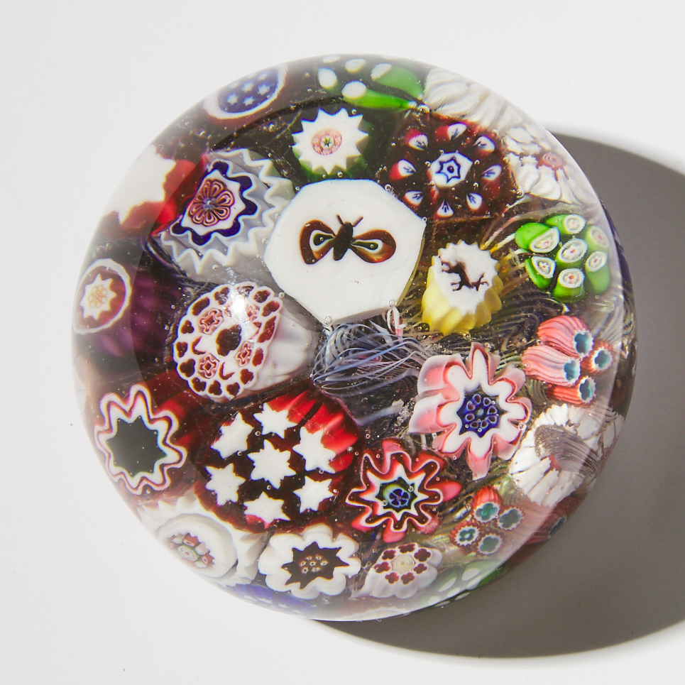 Close Millefiori Miniature Glass Paperweight, Probably Baccarat, mid-19th century