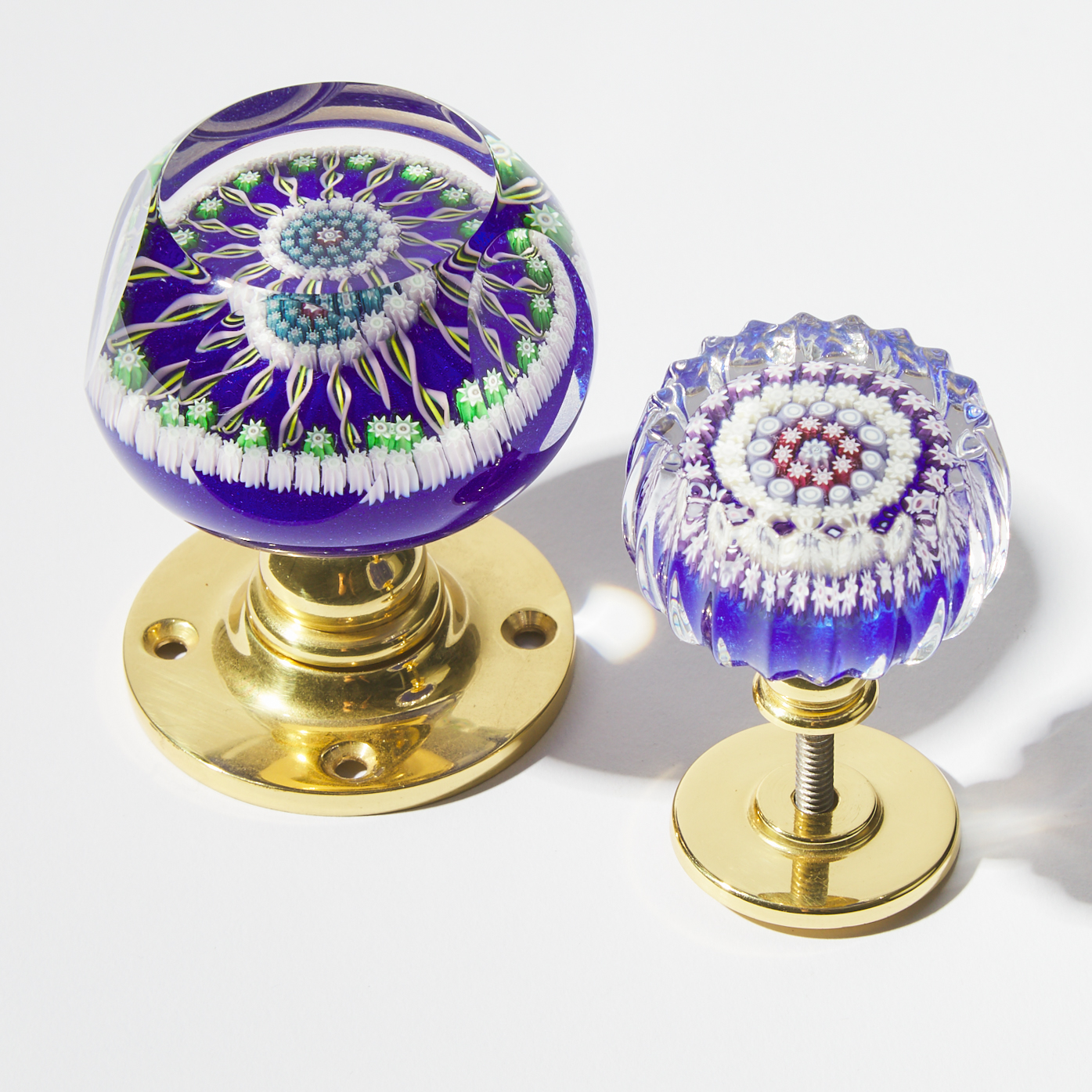 Two Perthshire Millefiori Glass Door Knobs, late 20th century