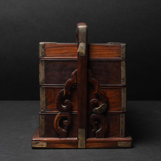 A Huanghuali Three-Tiered Picnic Box, Qing Dynasty, 18th/19th Century
