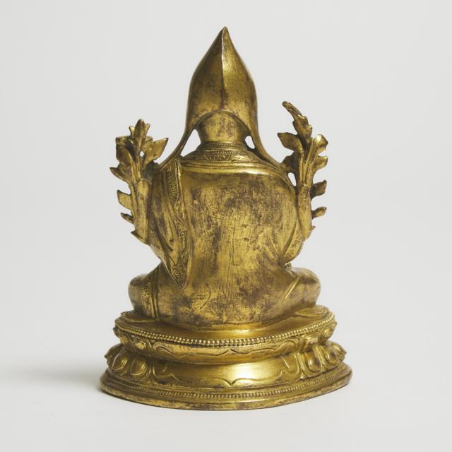 A Gilt Bronze Figure of Tsongkhapa, 19th/20th Century