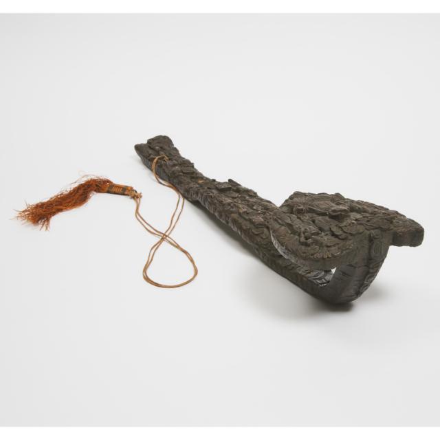 A Chinese Carved Agarwood Ruyi Scepter, Qing Dynasty, 19th Century