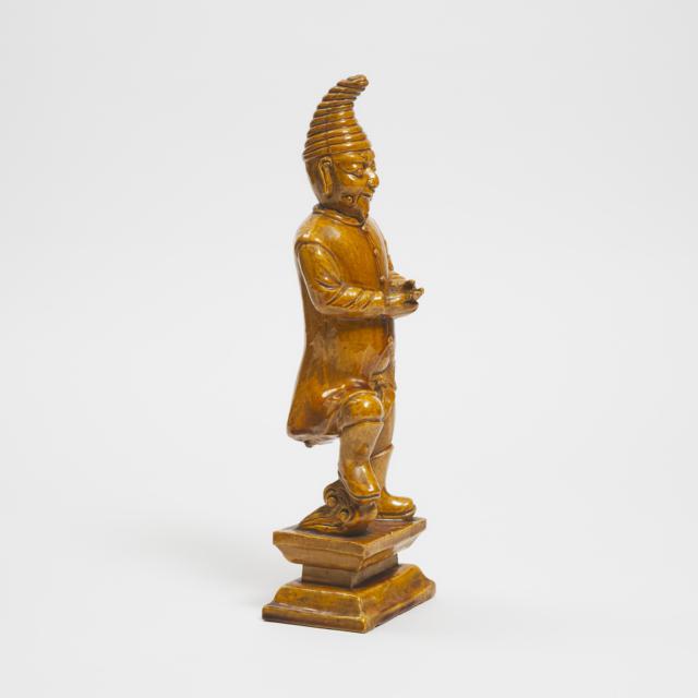 A Straw-Glazed Figure of a Foreigner, Ming Dynasty (1368-1644)