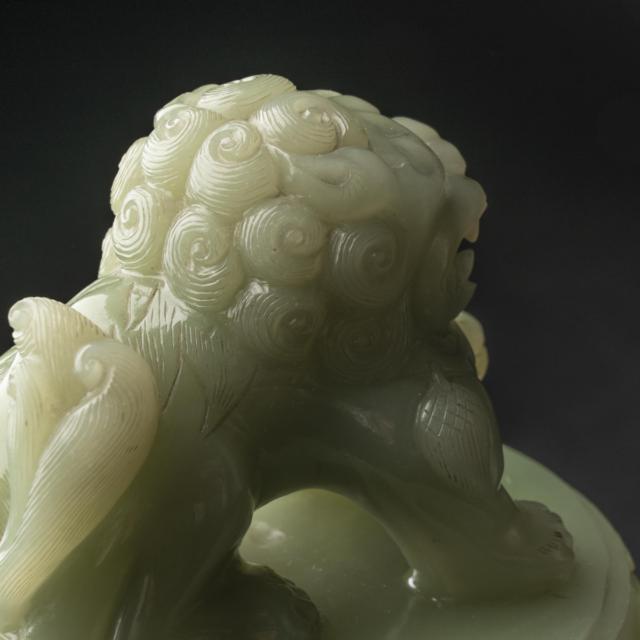 A Large Celadon Jade Tripod Censer and Cover, 19th Century