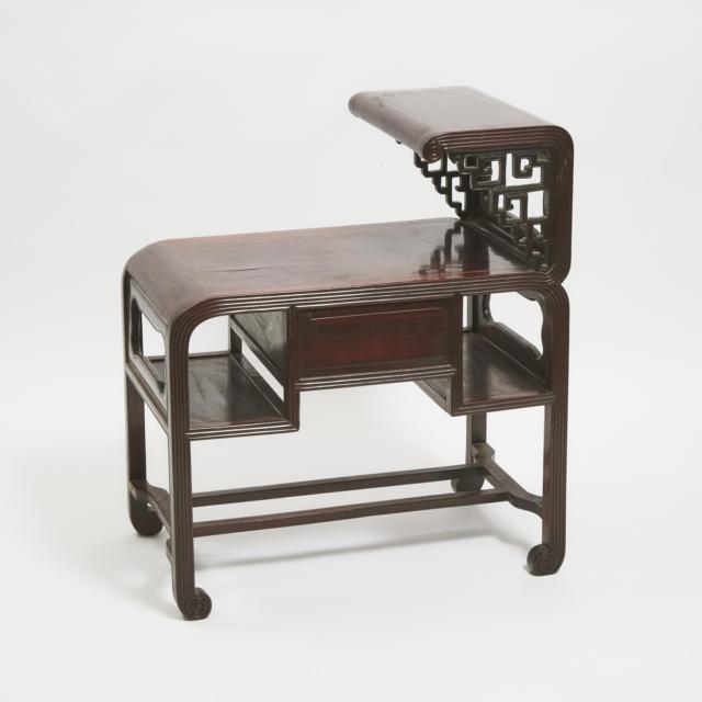 A Chinese Hardwood Two-Tier Low Table With Drawer