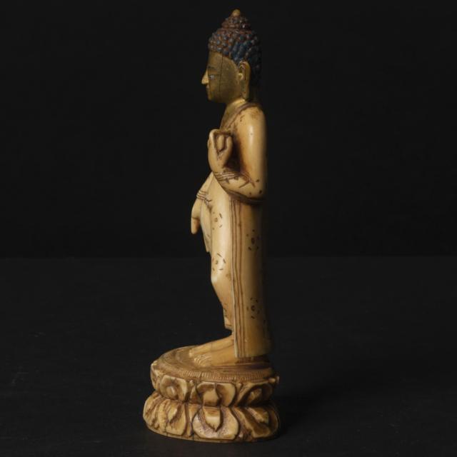 A Gilt Painted Ivory Figure of Shakyamuni, Qing Dynasty
