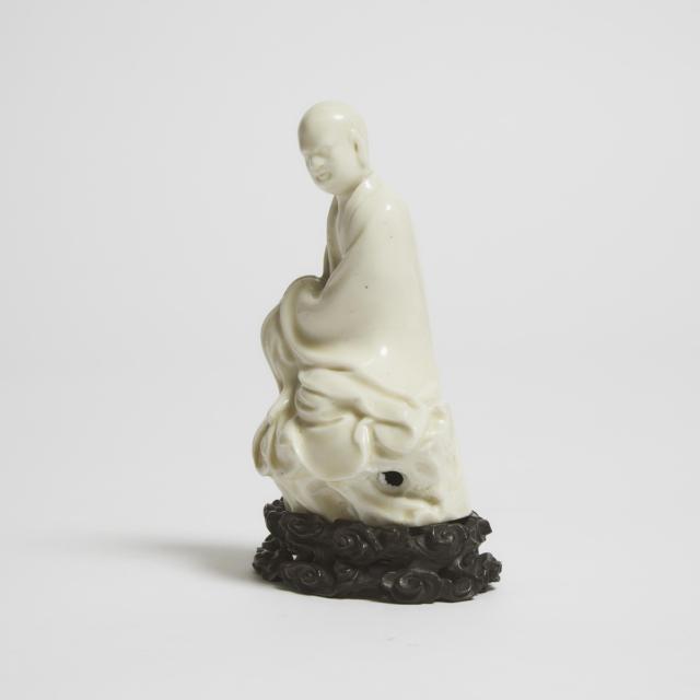 A Dehua Blanc de Chine Figure of Damo (Bodhidharma), Late Ming Dynasty