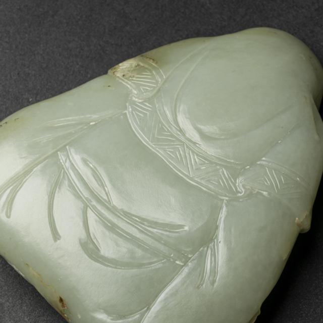 A Pale Celadon Jade Figure of the Daoist Immortal Laozi, 18th/19th Century