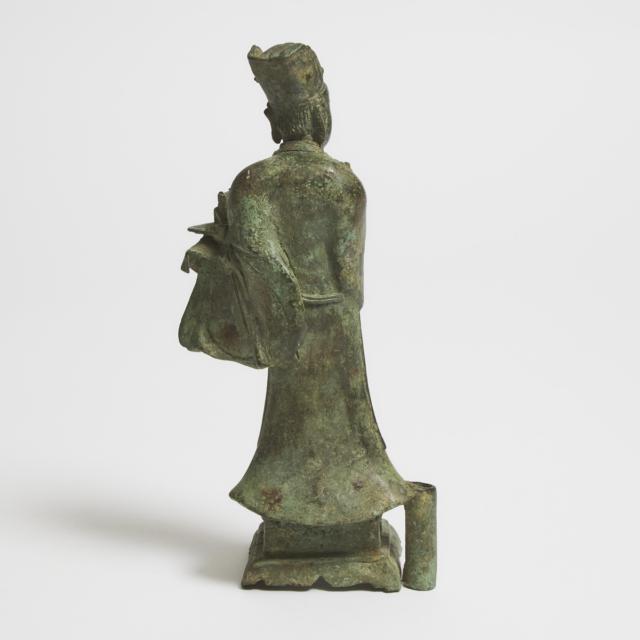 A Partial Gilt Bronze 'Figural' Candle Stick, Ming Dynasty (1368-1644)