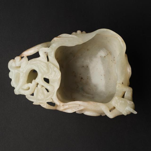 A White Jade 'Chilong' Libation Cup, Yuan/Ming Dynasty (1279-1644)