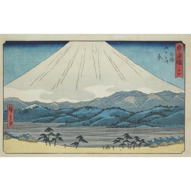 Utagawa Hiroshige (1797-1858), Three Woodblock Prints, Edo Period, 19th Century