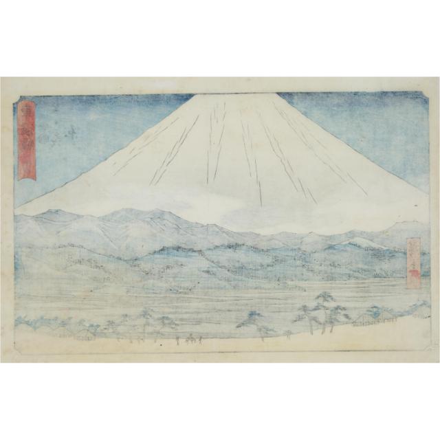 Utagawa Hiroshige (1797-1858), Three Woodblock Prints, Edo Period, 19th Century