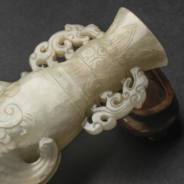 A White Jade 'Phoenix' Vase, 18th Century 
