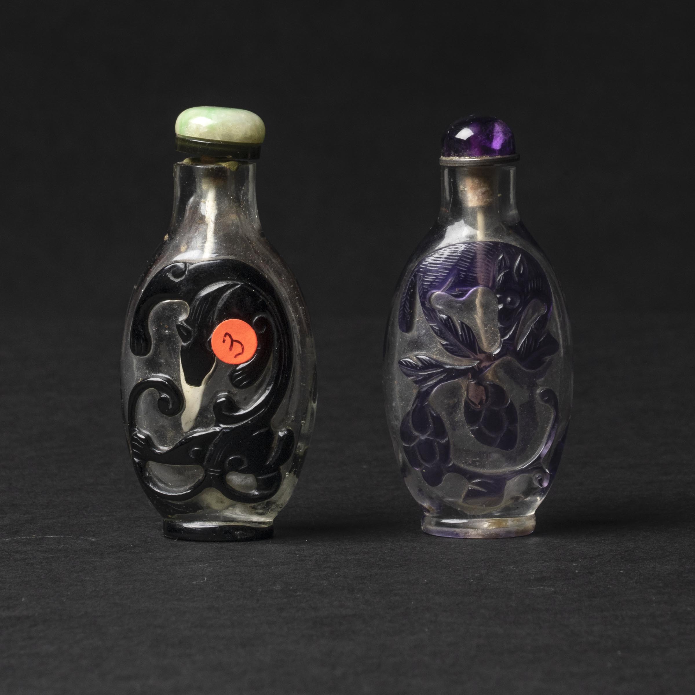 Two Overlay Peking Glass Snuff Bottles, 19th Century