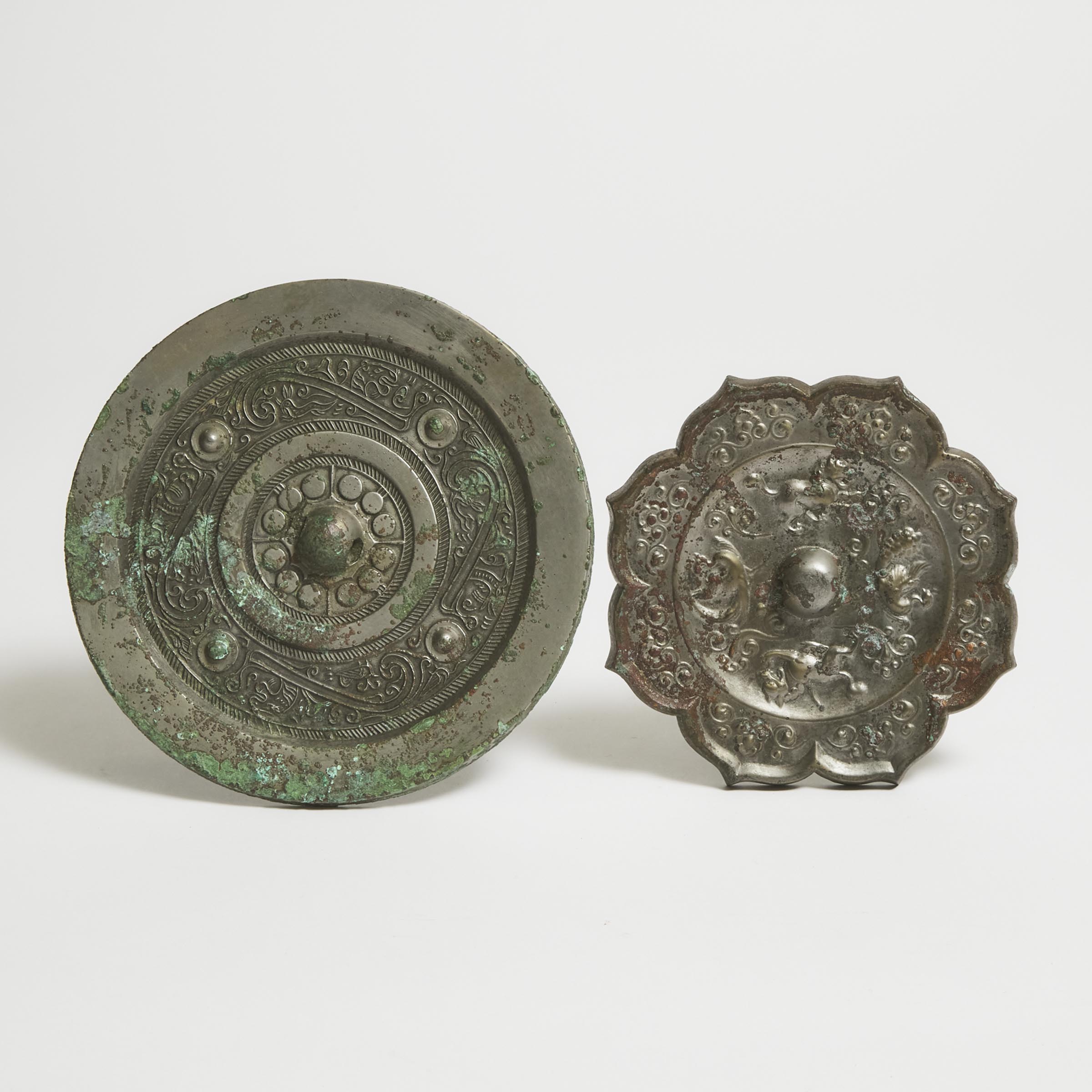 Two Bronze Mirrors, Han-Tang Dynasty (206 BC-AD 907)