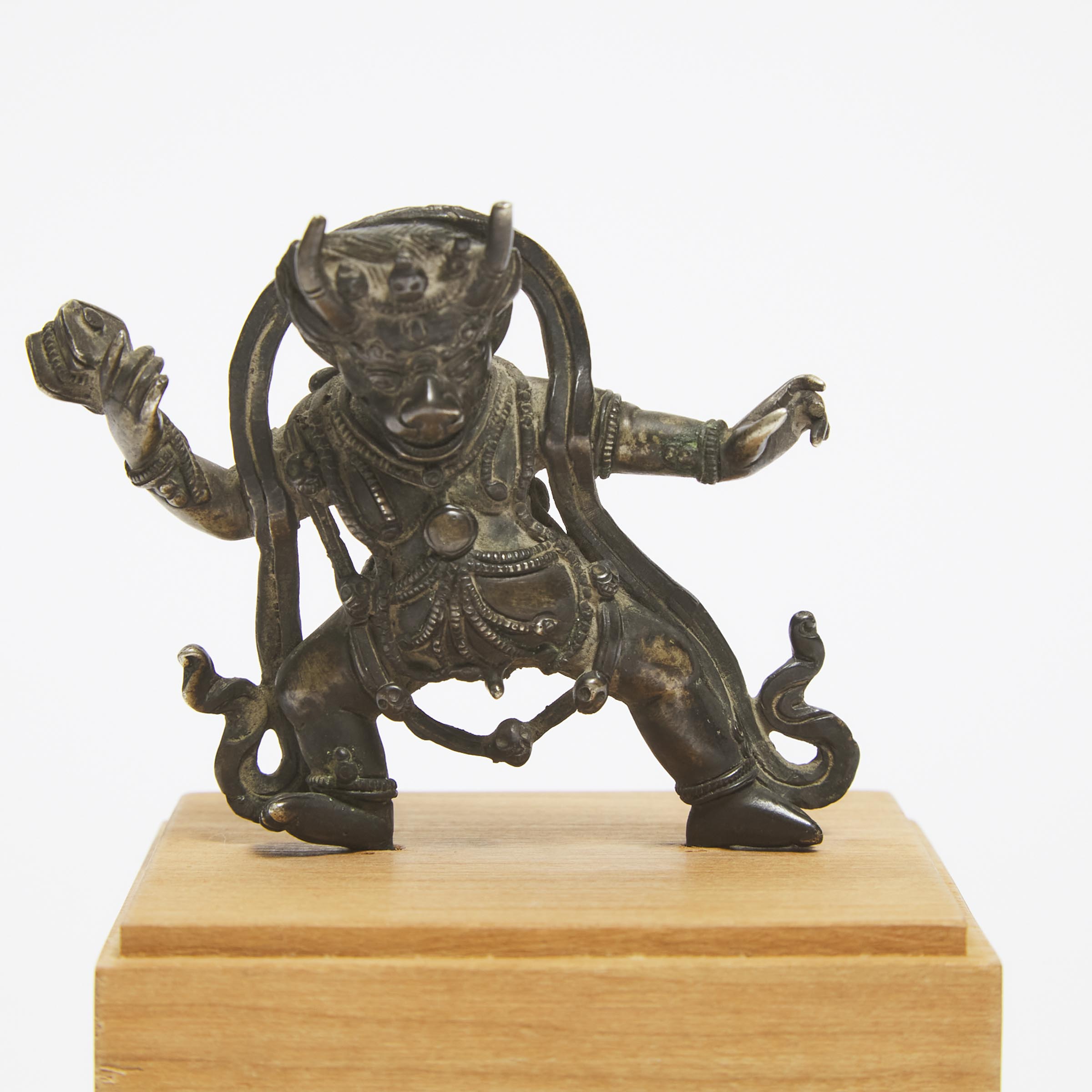 A Small and Rare Silver Figure of Yamantaka, Tibetan, 18th Century 