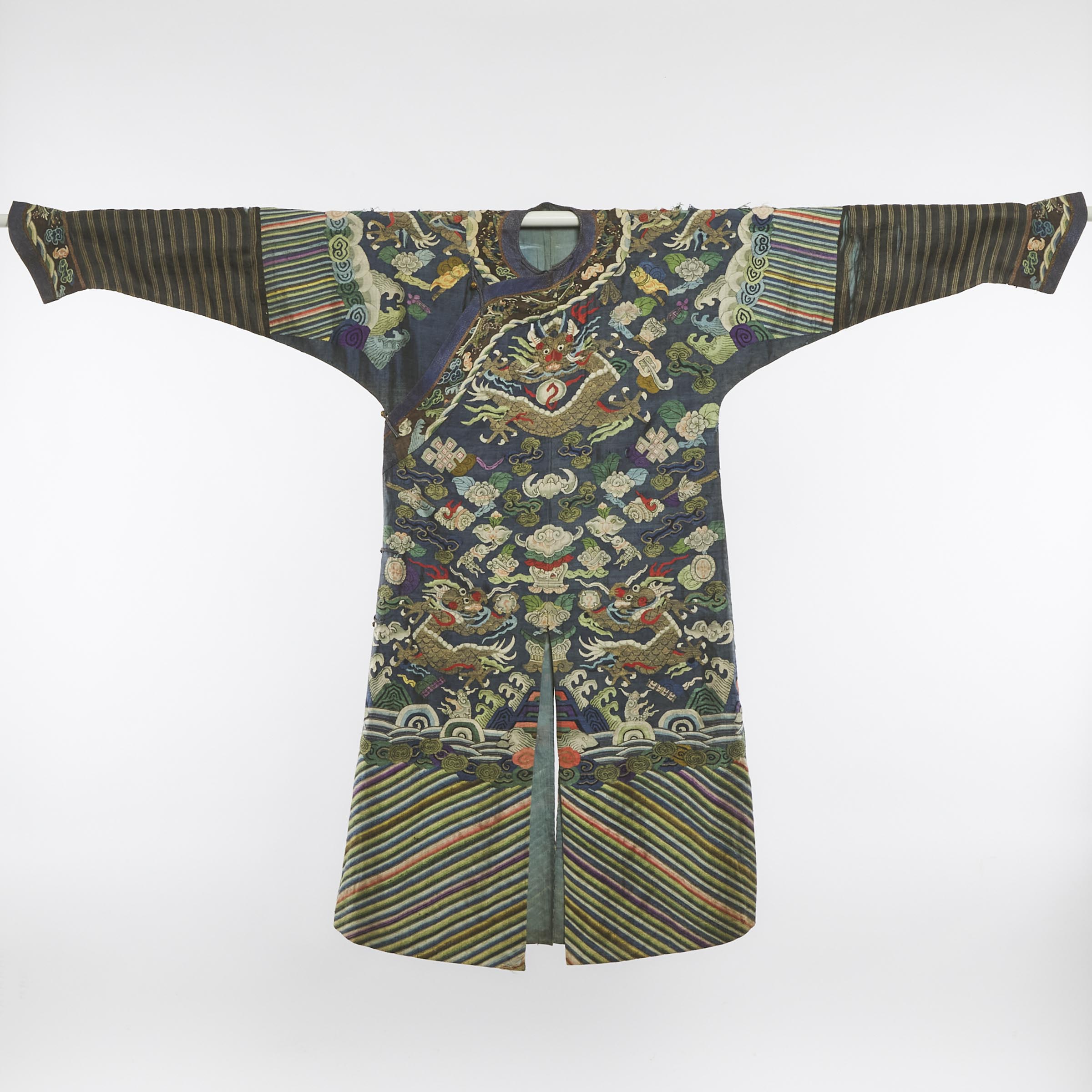A Blue Silk Kesi 'Dragon' Robe, Ji Fu, Qing Dynasty, 19th Century