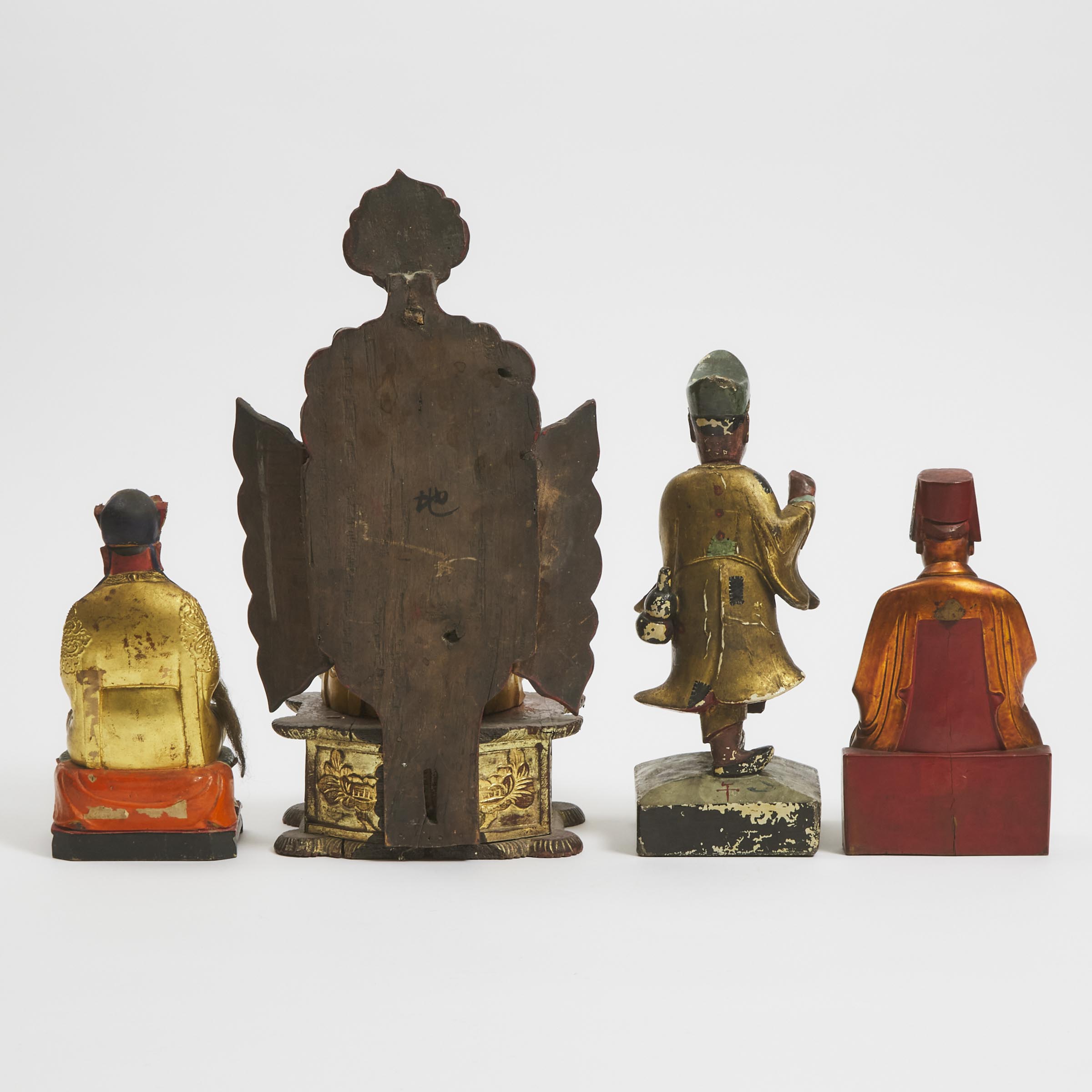 A Group of Four Gilt Wood 'Figural' Carvings, 19th/20th Century