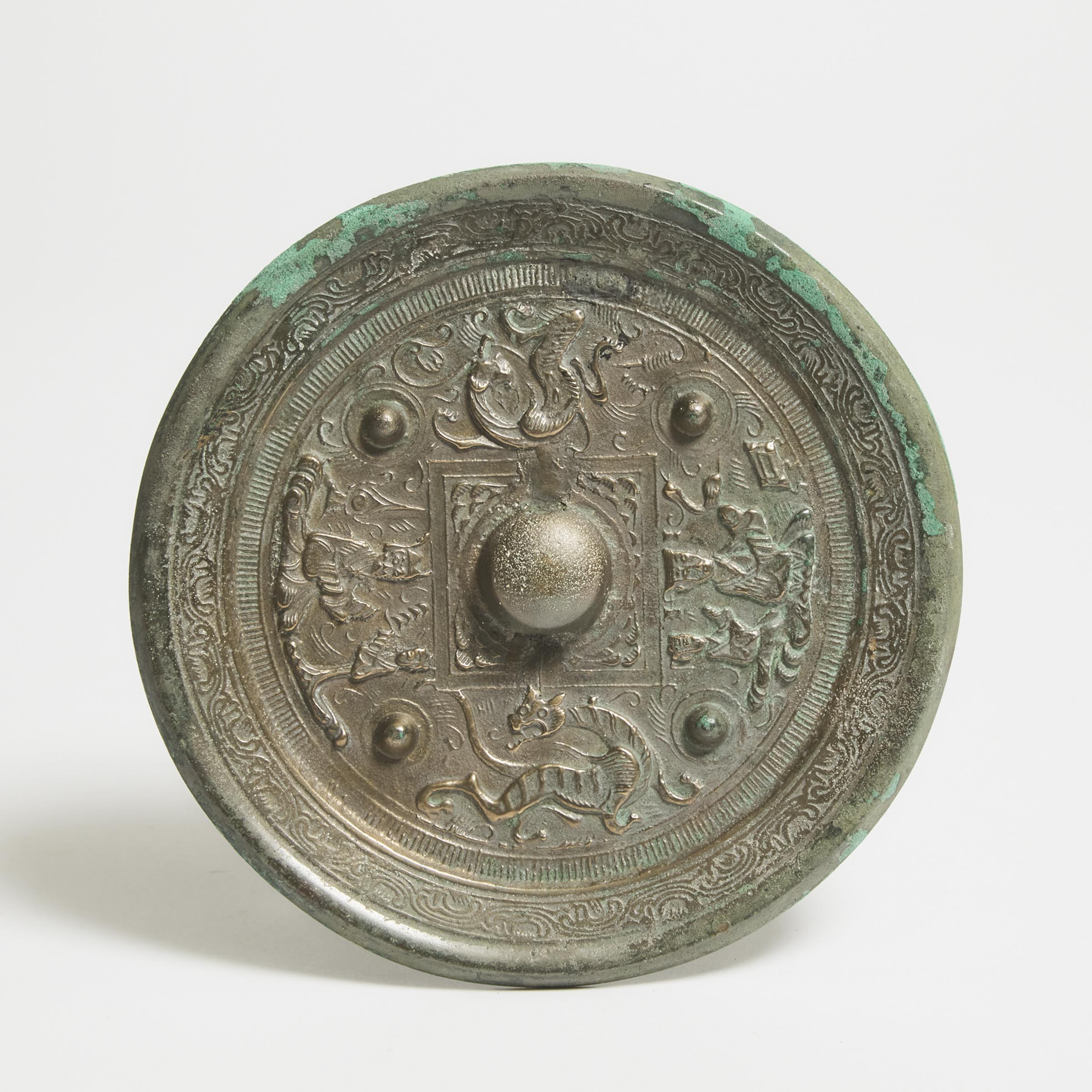 A Bronze 'Figural' Mirror, Han Dynasty (206 BC-AD 220)
