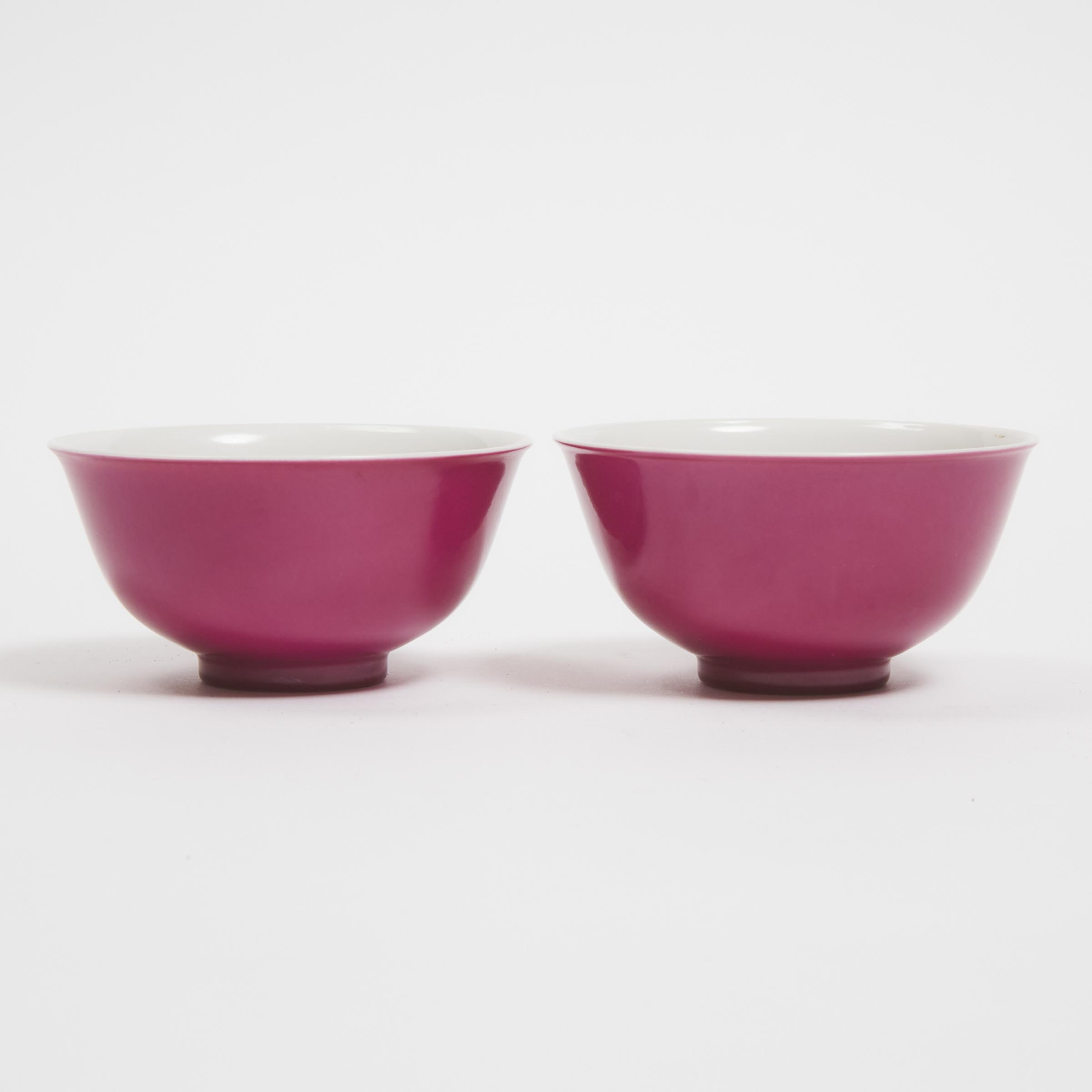 A Pair of Ruby-Red Glazed Cups, Yongzheng Mark 