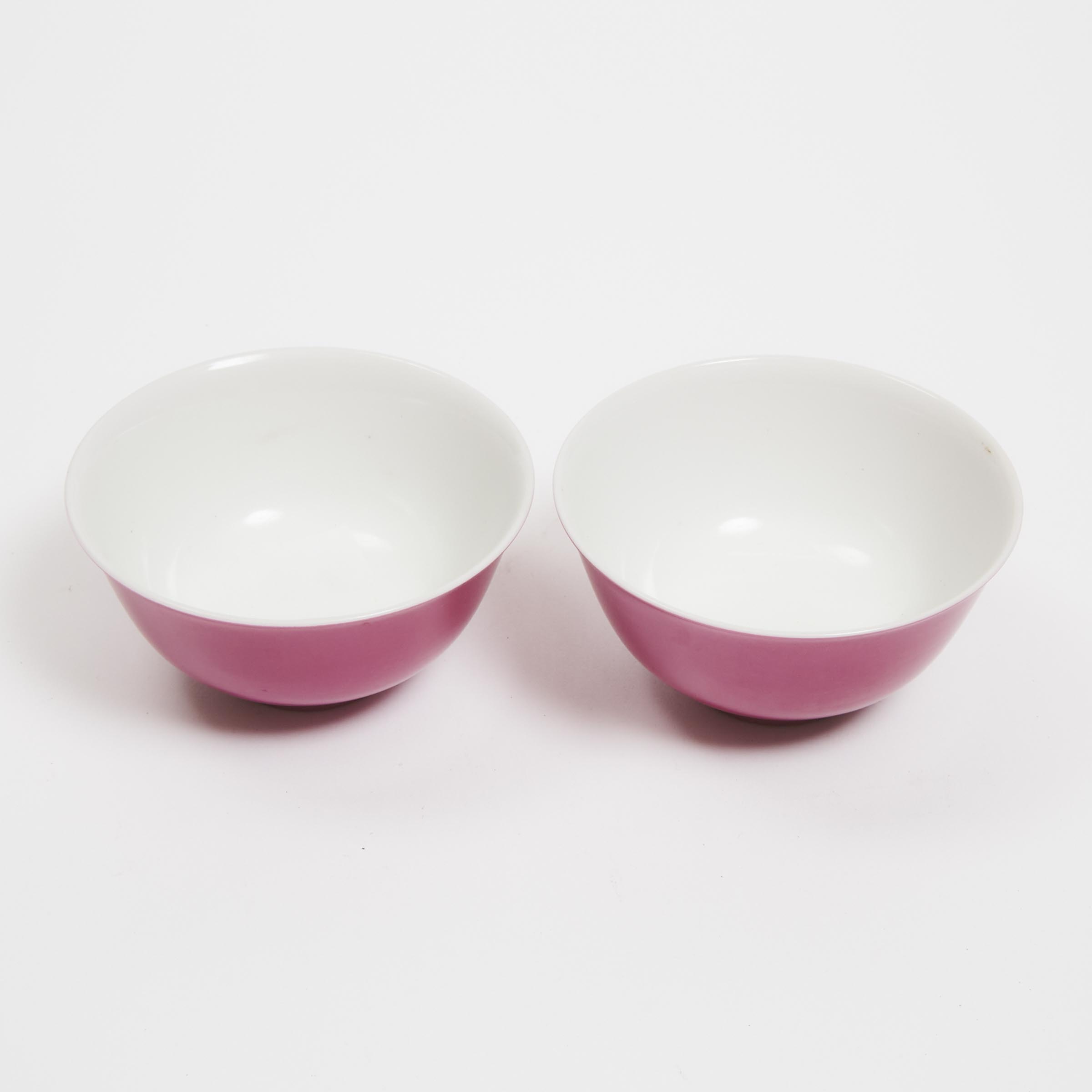 A Pair of Ruby-Red Glazed Cups, Yongzheng Mark 