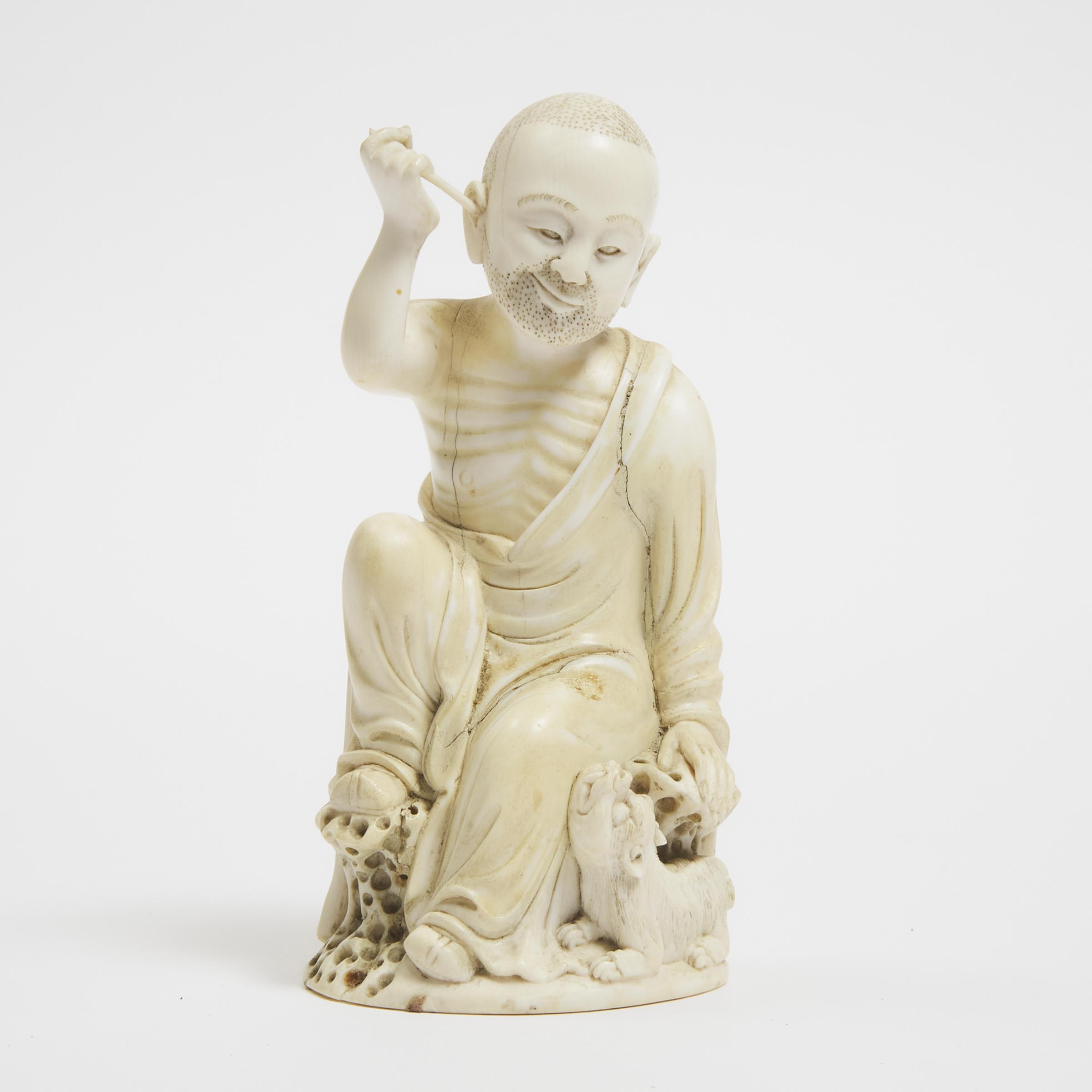 An Ivory Figure of a Luohan, Qing Dynasty
