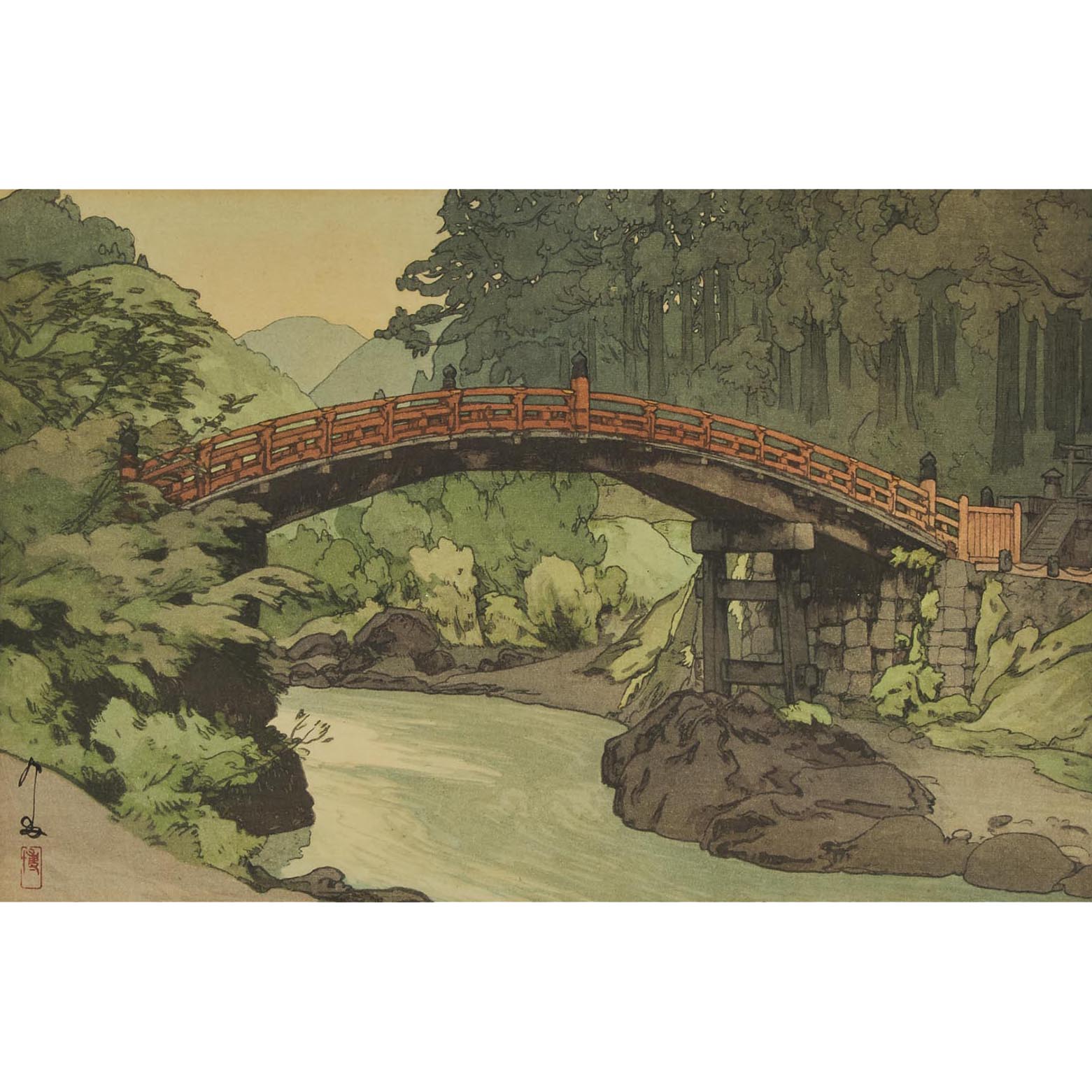 Hiroshi Yoshida 吉田博 (1876-1950), Sacred Bridge (Shinbashi), Dated 1937