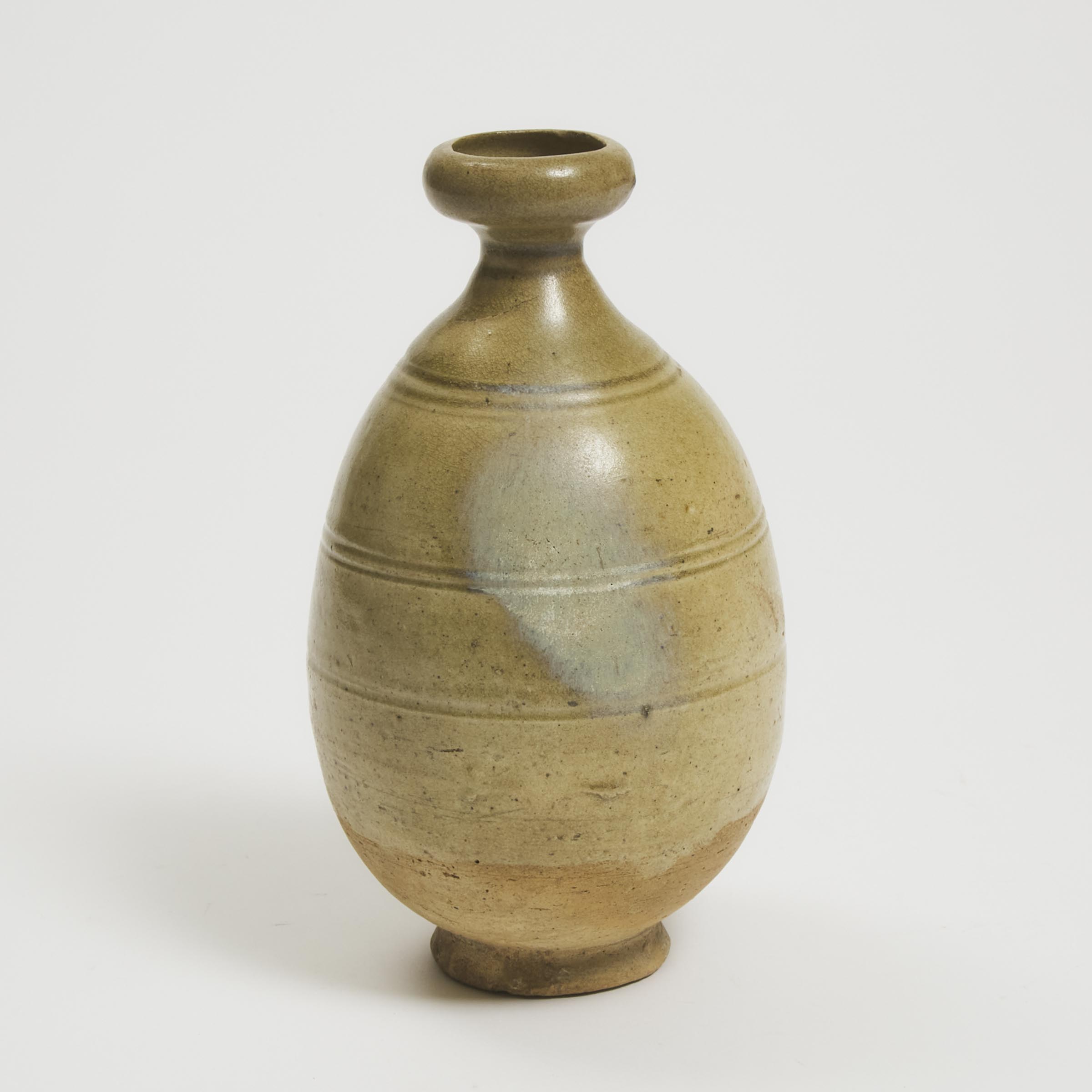 A Greenish Straw-Glazed Bottle Vase, Sui/Tang Dynasty (AD 581-907)