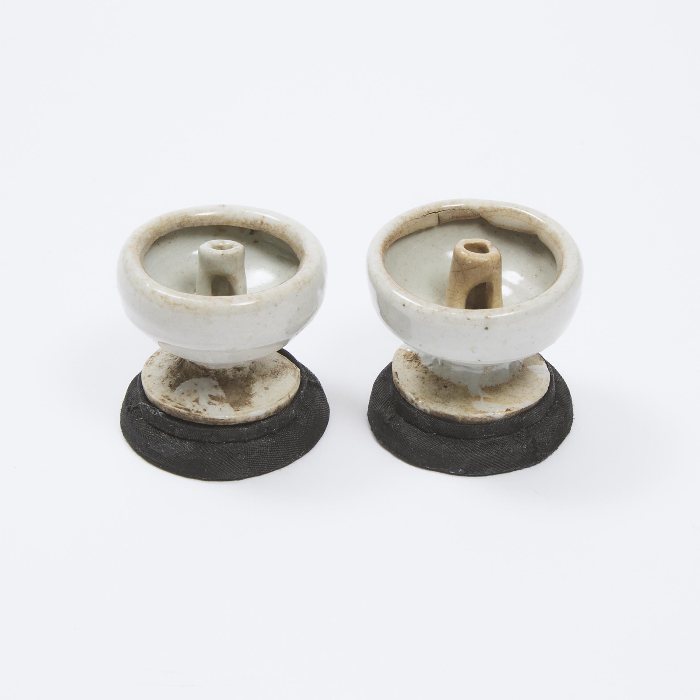 A Pair of Small White-Glazed Oil Lamp Stands, Song Dynasty (960-1279)