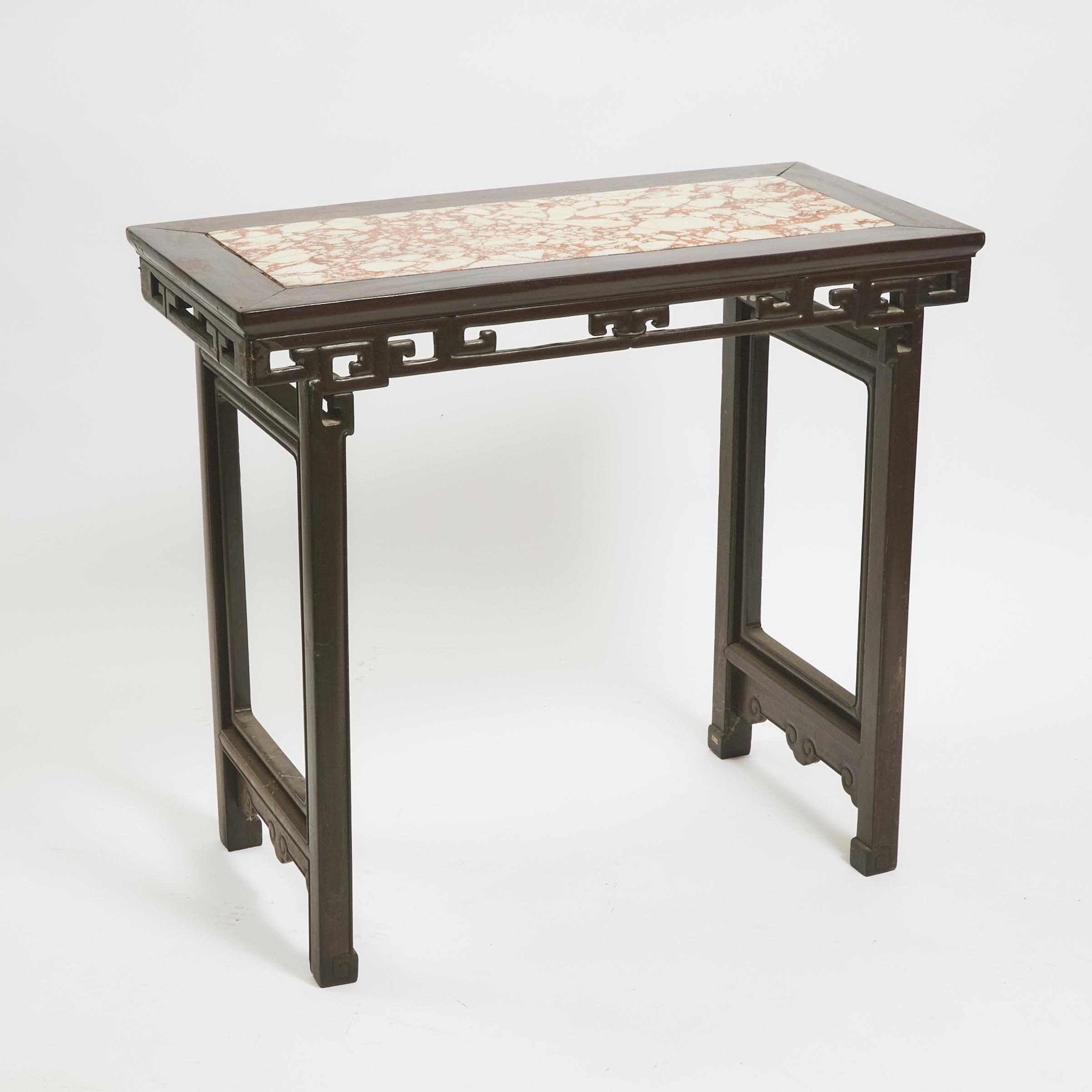 A Chinese Stone-Inset Hardwood Table