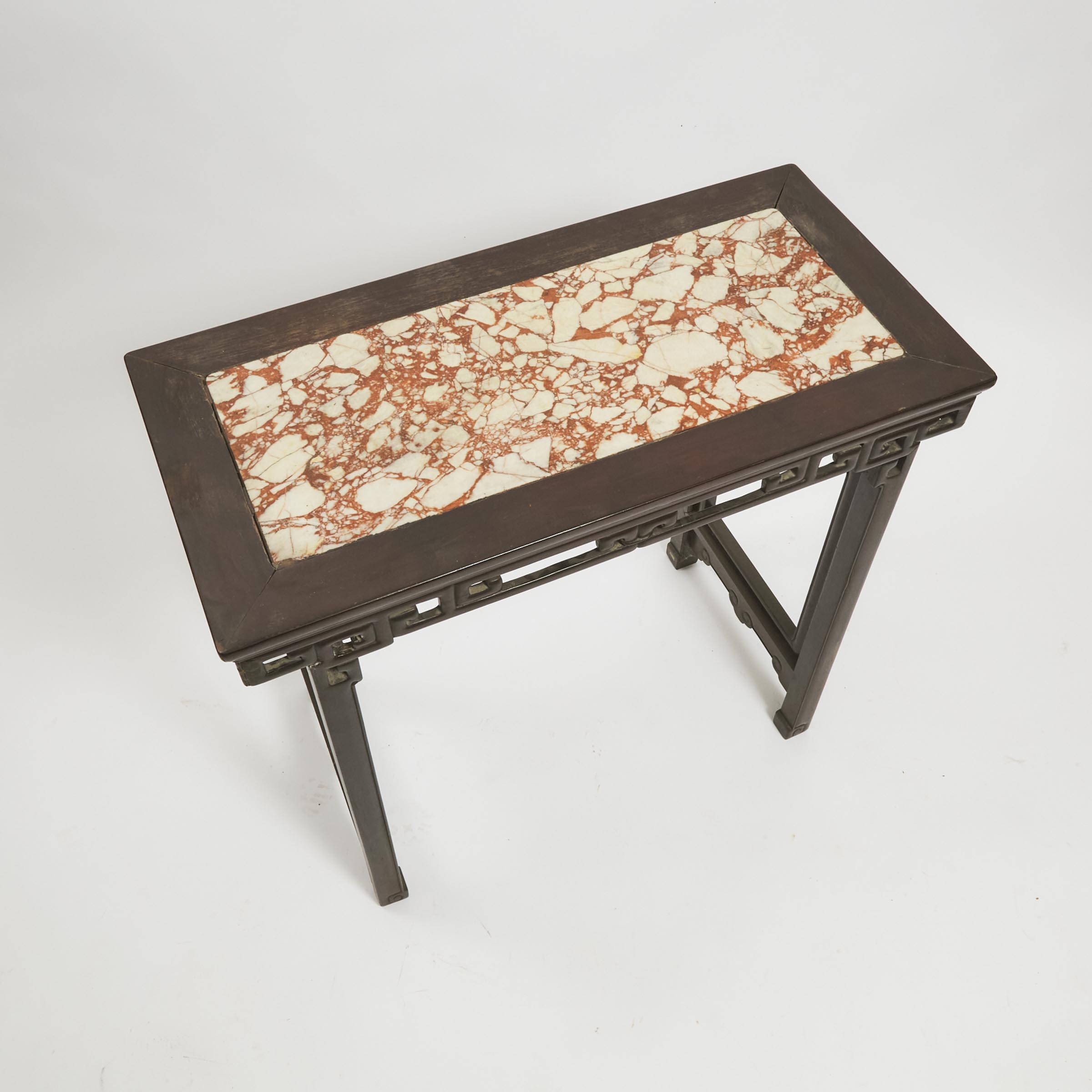 A Chinese Stone-Inset Hardwood Table