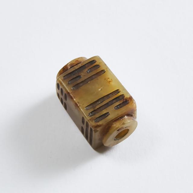 A Yellow Jade 'Cong' Form Tube, Ming Dynasty