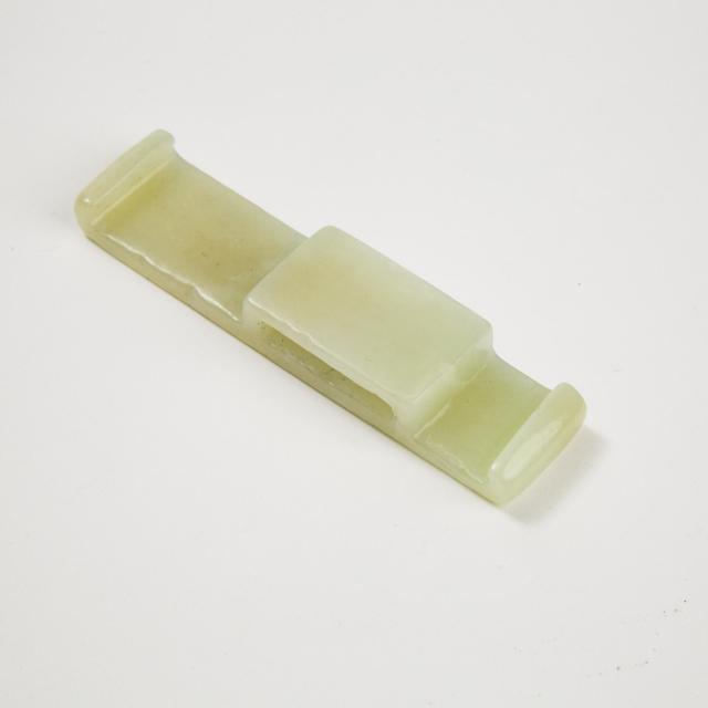 A White Jade Scabbard Slide, Ming Dynasty or Earlier