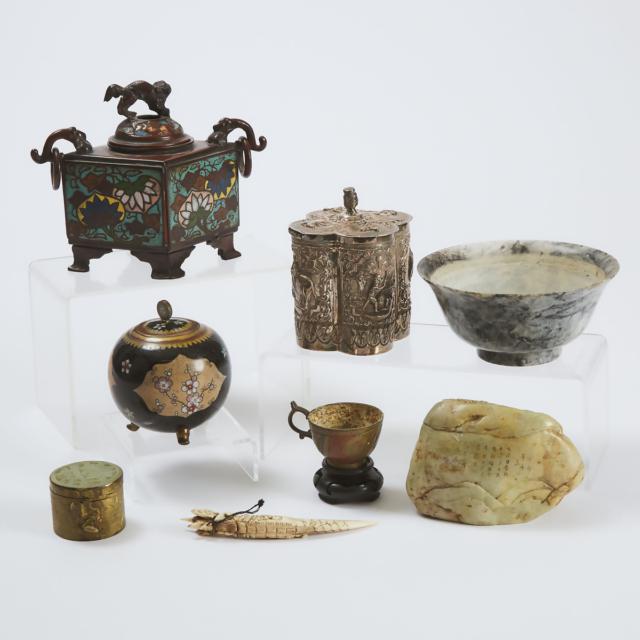A Group of Eight Miscellaneous Asian Art Items, 19th Century and Later
