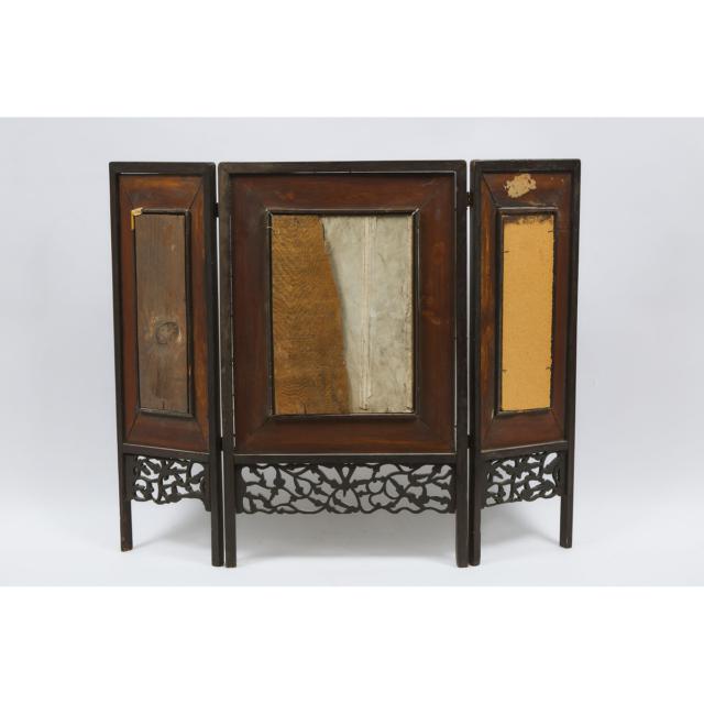 A Famille Rose 'Landscape' Table Screen, Dated 1928