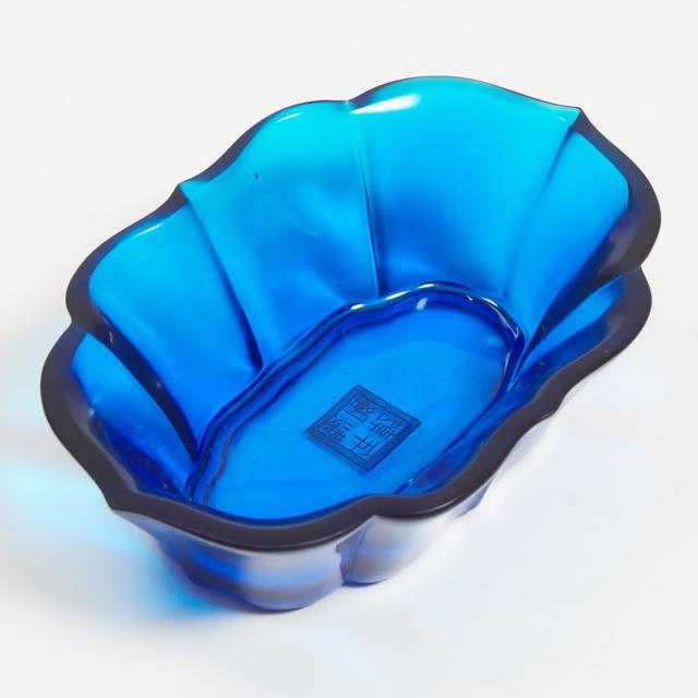 A Blue Glass Brush Washer, Qianlong Mark