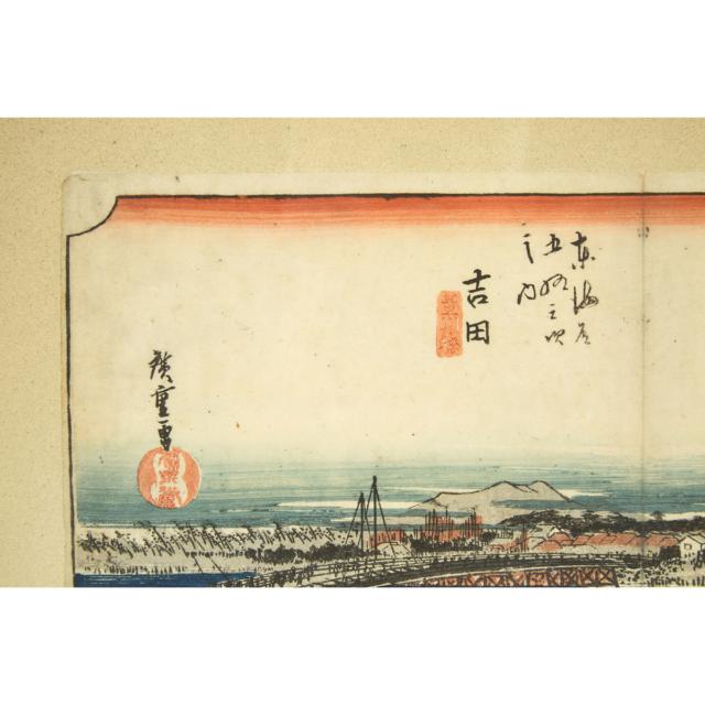 Utagawa Hiroshige (1797-1858), Two Woodblock Prints, Edo Period, 19th Century