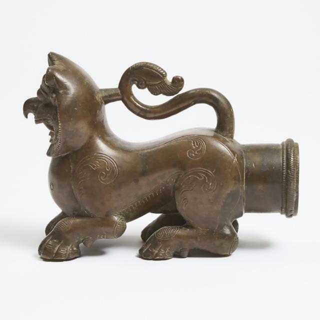 An Indian Bronze Lion-Form Vessel, Karnataka/Tamil Nadu, South India, 17th/18th Century