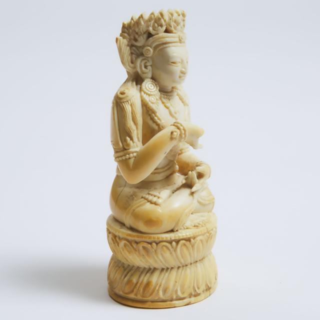A Tibetan Ivory Figure of Buddha, 18th Century