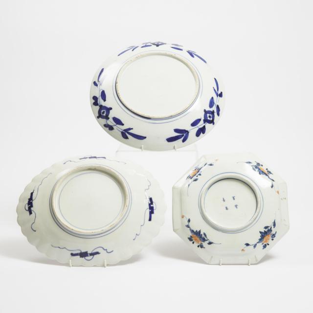 A Group of Three Imari Chargers, Meiji Period