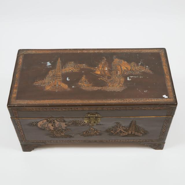 A Chinese Carved Wood Storage Chest, Early 20th Century