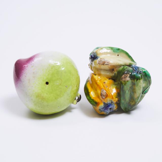 Two Chinese Glazed Ceramic Fruits, Mid 20th Century
