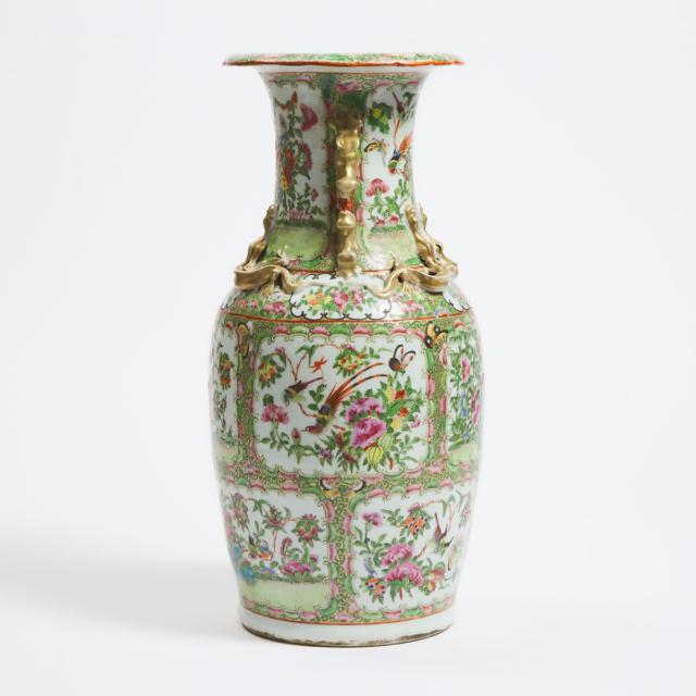 A Large Canton Export Famille Rose Vase, Mid 19th Century