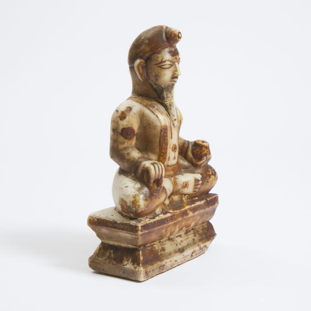 A Jain-Style Polychrome Marble Figure of a Seated Tirthankhara, 18th/19th Century 