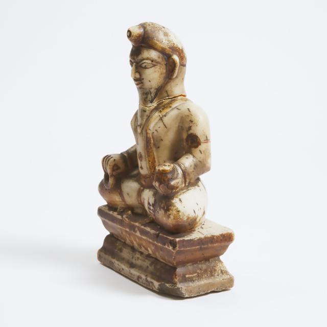 A Jain-Style Polychrome Marble Figure of a Seated Tirthankhara, 18th/19th Century 