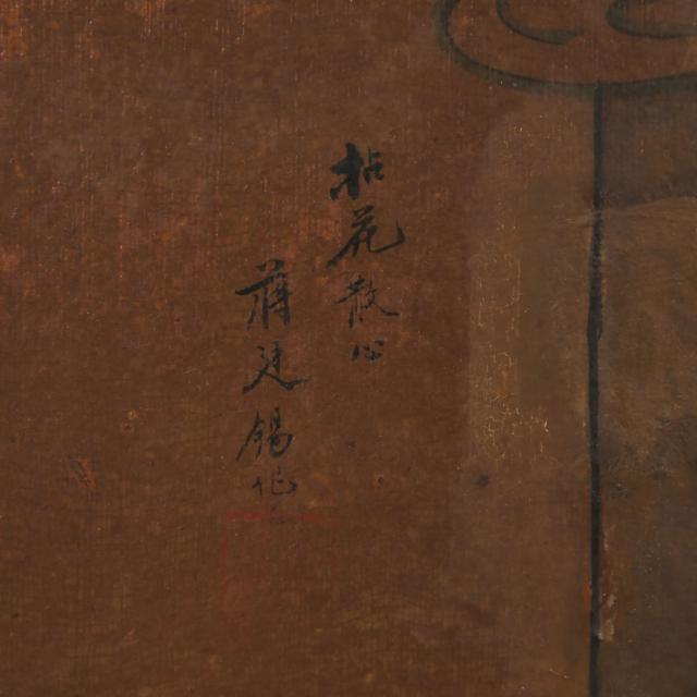 A Pair of Chinese Qing Style Paintings on Wood, 20th Century
