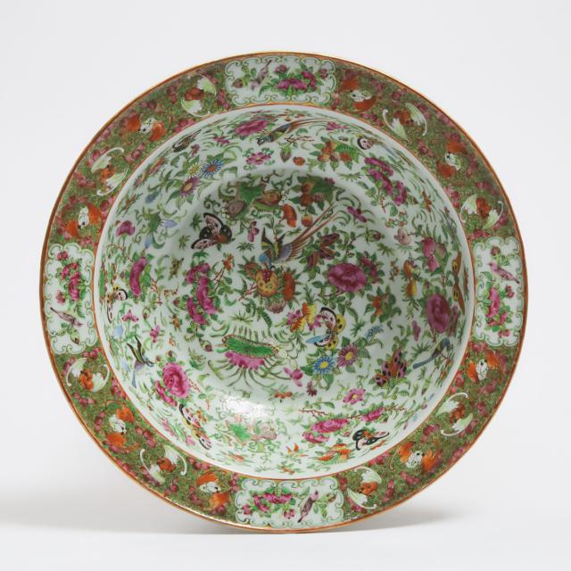 A Canton Export Famille Rose Basin, Late 19th Century