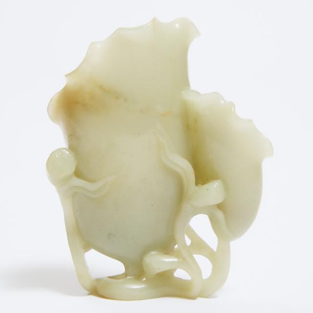 A Pale Celadon Jade 'Lotus' Vase