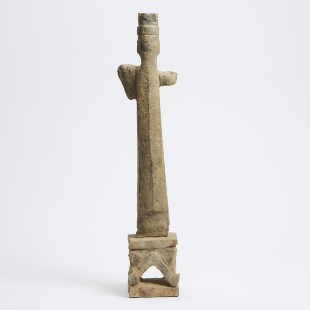 An Archaic Sanxingdui-Style Stone Figure of a Man